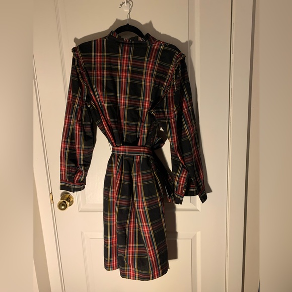 J. CREW Women’s Shirt Dress Size 14 Belted Watch Plaid Tartan Long Sleeve - Picture 4 of 4